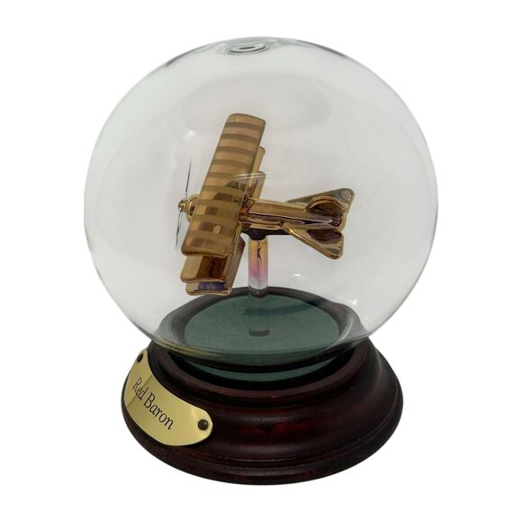 Vintage Mayflower Glass Sculpture Red Baron Airplane Globe Dome 4.5" Tall Decor - Picture 4 of 16
